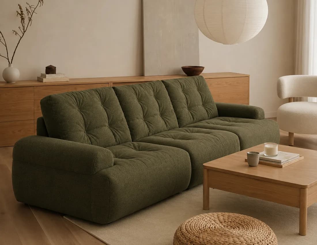 Compressed sofa for B2B resale showroom sourcing